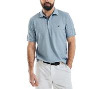 Nautica Polo clásico de Manga Corta para Hombre, Color Liso, Jaspeado (Deep Anchor Heather), Large