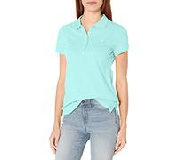 Nautica - Polo de algodón de Manga Corta con 5 Botones para Mujer, Azul (Aruba Blue), M
