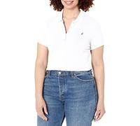 Nautica - Polo de algodón de Manga Corta con 5 Botones para Mujer, Blanco Brillante, XL