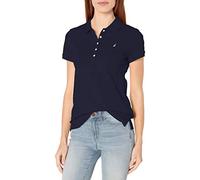 Nautica - Polo de algodón de Manga Corta con 5 Botones para Mujer, Marino, XS