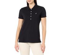 Nautica Polo de Manga Corta con Botones para Mujer, Negro, L