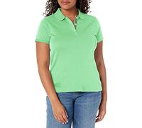 Nautica, Polo de manga corta de algodón 100 % transpirable con 3 botones para mujer, Verde hoja, XL