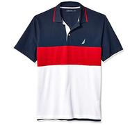 Nautica Polo de Manga Corta para Hombre, 100% algodón, piqué, Bloque de Color, Azul Marino, L