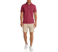 Nautica Polo de piqué de algodón elástico de Manga Corta para Hombre, Granate, X-Large