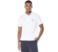 Nautica - Polo de piqué de algodón elástico de manga corta y color liso para hombre, Blanco brillante, X-Large