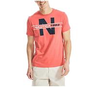 Nautica Camiseta gráfica de Manga Corta 100% algodón con Logotipo clásico Camisa de Polo, Rojo Marinero, S para Hombre