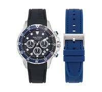 Nautica Reloj cronógrafo NST de 44 mm para Hombre, Negro, Azul, Negro y Plateado, Moderno
