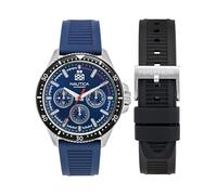 Nautica Reloj NCT Windrose de 46 mm para Hombre, Azul-Negro/Azul/Plateado, Clásico