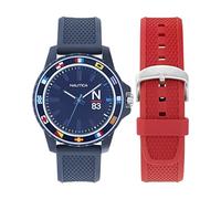 Nautica Reloj para hombre NAPFWF307 Finn World Blue Wheat PU Fiber Strap & Red Wheat PU Fiber Strap, Azul, Moderno