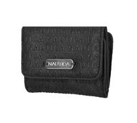 Nautica Rower’s End Small Wallet for Women, RFID Blocking Slim Credit Card Holder with Zipper Coin Pocket, Bifold Compact Womens Wallet with ID Window, Negro (black Logo)