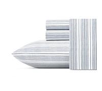 Nautica - Sábanas Individuales, Juego de Ropa de Cama de percal de algodón, decoración Costera del hogar, artículos Esenciales para el Dormitorio (Beaux Stripe Azul Marino, Individual)