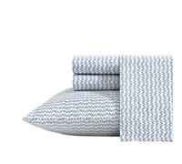 Nautica - Sábanas, Juego de Ropa de Cama de percal de algodón con Fundas de Almohada a Juego, nítido y Fresco, Bolsillo Profundo (Azul Ikat Wave, Queen)