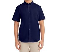 Nautica School Uniform Short Sleeve Performance Oxford Button-Down Shirt Camisa Abotonada, Marino, Medium para Hombre