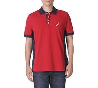 Nautica Polo Piqué Performance À Manches Courtes Color Block Camisa Rojo, XL para Hombre