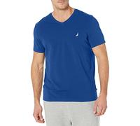 Nautica Short Sleeve Solid Slim Fit V-Neck T-Shirt Camiseta, Azul Real, Medium para Hombre