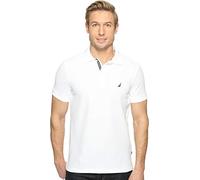 Nautica Slim Fit Short Sleeve Solid Polo Shirt Camisa, Blanco Brillante, S para Hombre