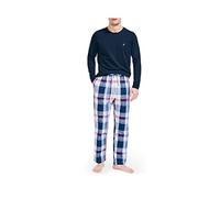 Nautica Soft Woven 100% Cotton Elastic Waistband Sleep Pajama Pant Pantalones de Pijama, Rojo/Azul, S para Hombre