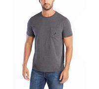 Nautica Solid Crew Neck Short Sleeve Pocket T-Shirt Camiseta, Gris Oscuro Jaspeado, S para Hombre