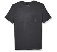 Nautica Solid Crew Neck Short-Sleeve Pocket T-Shirt Camiseta, Gris Oscuro Jaspeado, XXXXL para Hombre