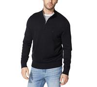 Nautica Suéter con Cremallera de un Cuarto para Hombre, Negro (True Black), L