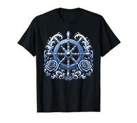 Náutica Timón Rosas Olas Mar Velero Marítimo Camiseta