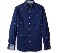 Nautica Unisex adulto Hombre - con botones Manga Larga Camisa de botones - Azul - Medium