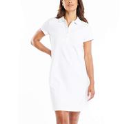 Nautica - Vestido Tipo Polo de algodón elástico de Manga Corta para Mujer, Blanco Brillante, Large