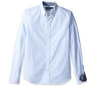 Nautica Small Bengal Stripe Slim Fit Camisa Casual, Light Haze, L para Hombre