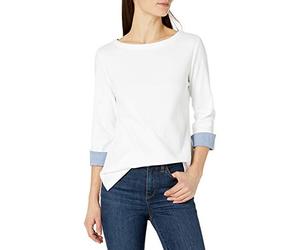 Nautica Women's Boatneck 3/4 Sleeve 100% Cotton Shirt