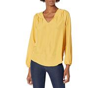 Nautica Women's Long Sleeve V-Neck Woven Shirt, Bright Gold, Medium