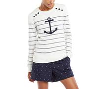 Nautica Women's Voyage Long Sleeve 100% Cotton Striped Crewneck Sweater