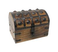 Nautical Cove Treasure Chest Keepsake and Decorative Wood Box (Large 8x6x6) - Storage Box, Wooden Box with Hinged Lid, Rustic Storage, Pirate Storage Box, Vintage Wooden Chest
