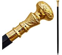 NAUTICAL GIFT STORE Bastón de madera vintage antiguo para caminar con mango de latón dorado