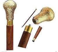 NAUTICAL GIFT STORE - Bastón de Paseo Estilo Victoriano para Hombres y Mujeres, 95 cm, Palisandro, Mango de Latón, Elegante bastón de la India - Brown