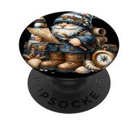 Nautical GNOME For Men Lighthouse Keeper and Boat Captain PopSockets PopGrip Adhesivo