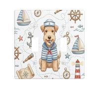 Nautical Lakeland Terrier Dog Navy - Placa decorativa para interruptor de luz, placa de pared de 2 bandas, doble palanca, placa de interruptor eléctrica para habitación, placa de interruptor de