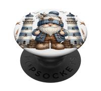 Nautical Lighthouse GNOME For Women and Men Funny Boating PopSockets PopGrip Adhesivo