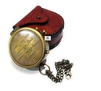 Nautical-Mart Brújula de Bolsillo de latón con Funda de Cuero, Regalo de Boda, Regalo de Empresa, brújula de Trabajo Vintage