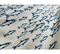 Nautical Mix & Match Fabric Collection - Cortina de tela con aspecto de lino para decoración del hogar, tapicería, ancla a rayas, material de peces, 140 cm de ancho (se vende por metros) (sardina)