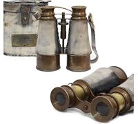 Nautical Pirate's Spotting Scope - Prismáticos de latón con funda de cuero, instrumento marinero de latón, telescopios grises de Londres 1915, marino victoriano, 7 pulgadas