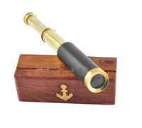 Nautical Replica Hub Antique Marine Brass Pocket Telescope 12" with Wooden Box