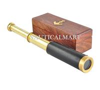 Nautical Replica Hub Antique Marine Brass Pocket Telescope 12" with Wooden Box