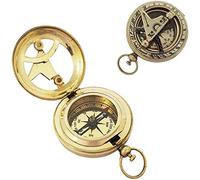 Nautical Replica Hub Brújula de latón con botón pulsador