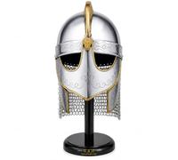 Nautical Replica Hub Casco medieval de acero cepillado vikingo con cadena, caballeros cruzados, mejores disfraces de Halloween