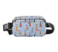 Nautical Sail Blue - Cangurera para mujer, impermeable, bonita bolsa de cintura de viaje, azul vela náutica, 8 x 5.3 x 2.3 pulgadas, divertida y linda, azul vela náutica, 8 x 5.3 x 2.3 pulgadas
