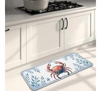 Nautical Seahorses - Alfombrillas de cocina para piso, clásico cangrejo y algas marinas, alfombras suaves acolchadas de verano, cómodas, lavables, para fregaderos de cocina, lavadero, baño, 16 x 47