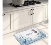 Nautical Seahorses - Alfombrillas de cocina para piso, clásico cangrejo y algas marinas, alfombras suaves acolchadas de verano, cómodas, lavables, para fregaderos, lavadero, baño, 20 x 31 pulgadas