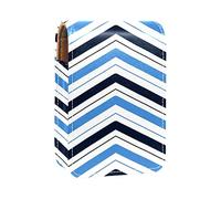 Nautical Travel Stripe Blue Lip Gloss Estuche portátil Mini Lipstick Storage Box Travel Lipstick Organizador Case con espejo para mujer, Varios colores, 9.5x2x7 cm/3.7x0.8x2.7 in