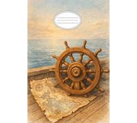Nautical Vintage Map and Compass Journal: 110 Lined Pages College Ruled Notebook for Travelers, Dreamers, and History Lovers | 8.5 x 11 Inches Large Format | Antique Ship Steering Wheel Design