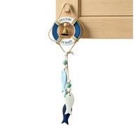 Nautical Wall Decor 45cm Wooden Fish Star Life Ring with Bell